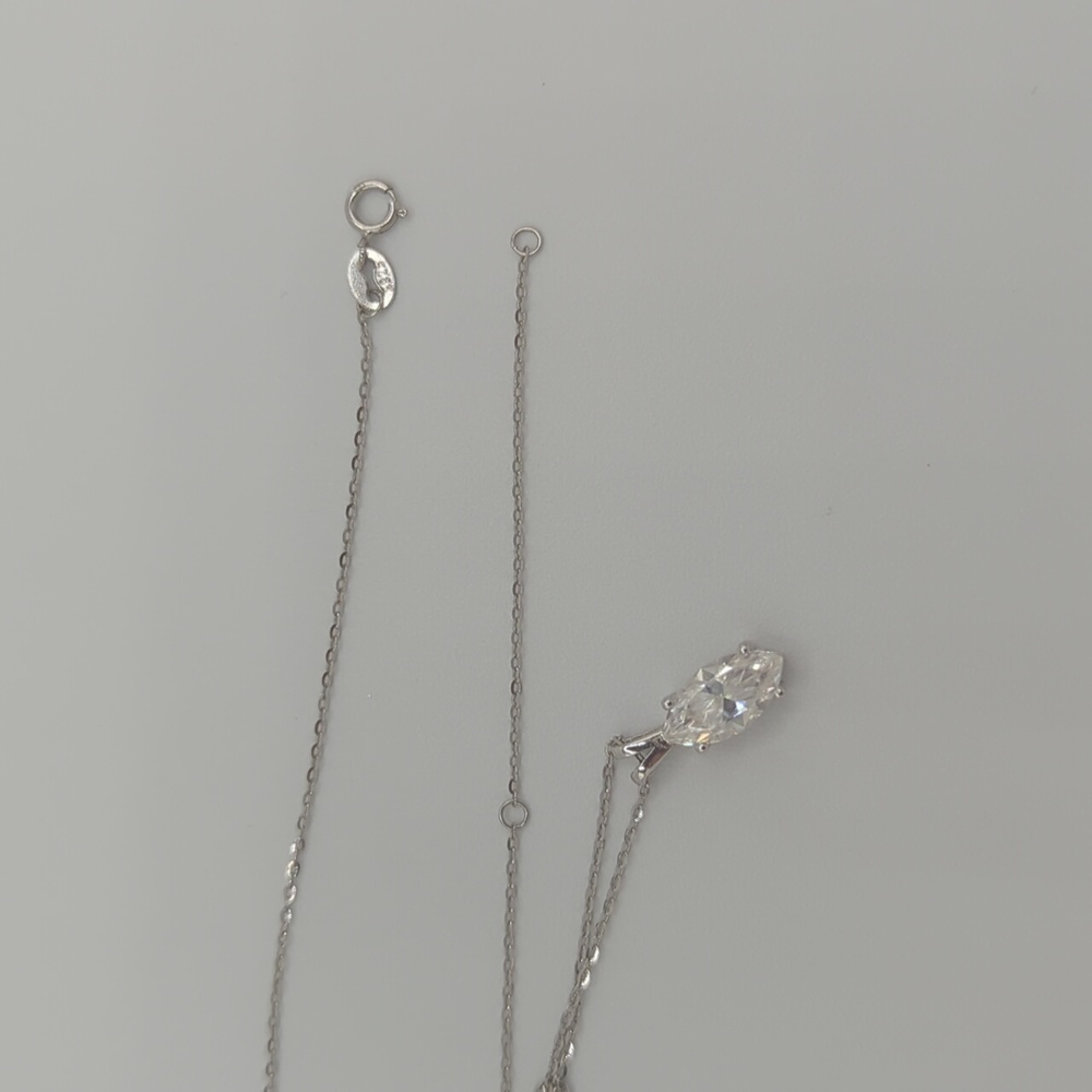 1CT Marquise Cut Moissanite Necklace | Sterling Silver | Super Sparkly! ✨💎✨ - Picture 7 of 8